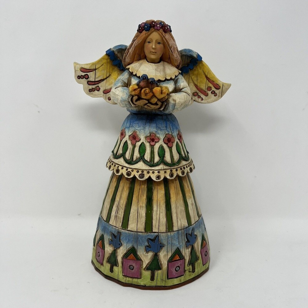 Jim Shore Enesco 2002 Heartwood Creek Angel Of Love With Bird Nest #108924 - 8"